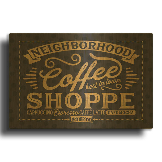 'Coffee and Friends IV' By Veronique Charron Gold Metal Wall Art