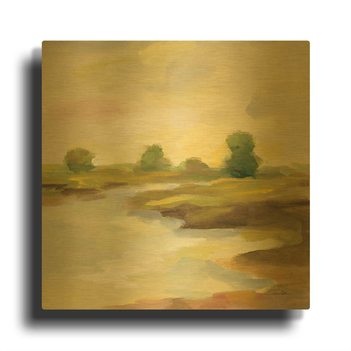 'Chartreuse Fields I' By Silvia Vassileva Gold Metal Wall Art