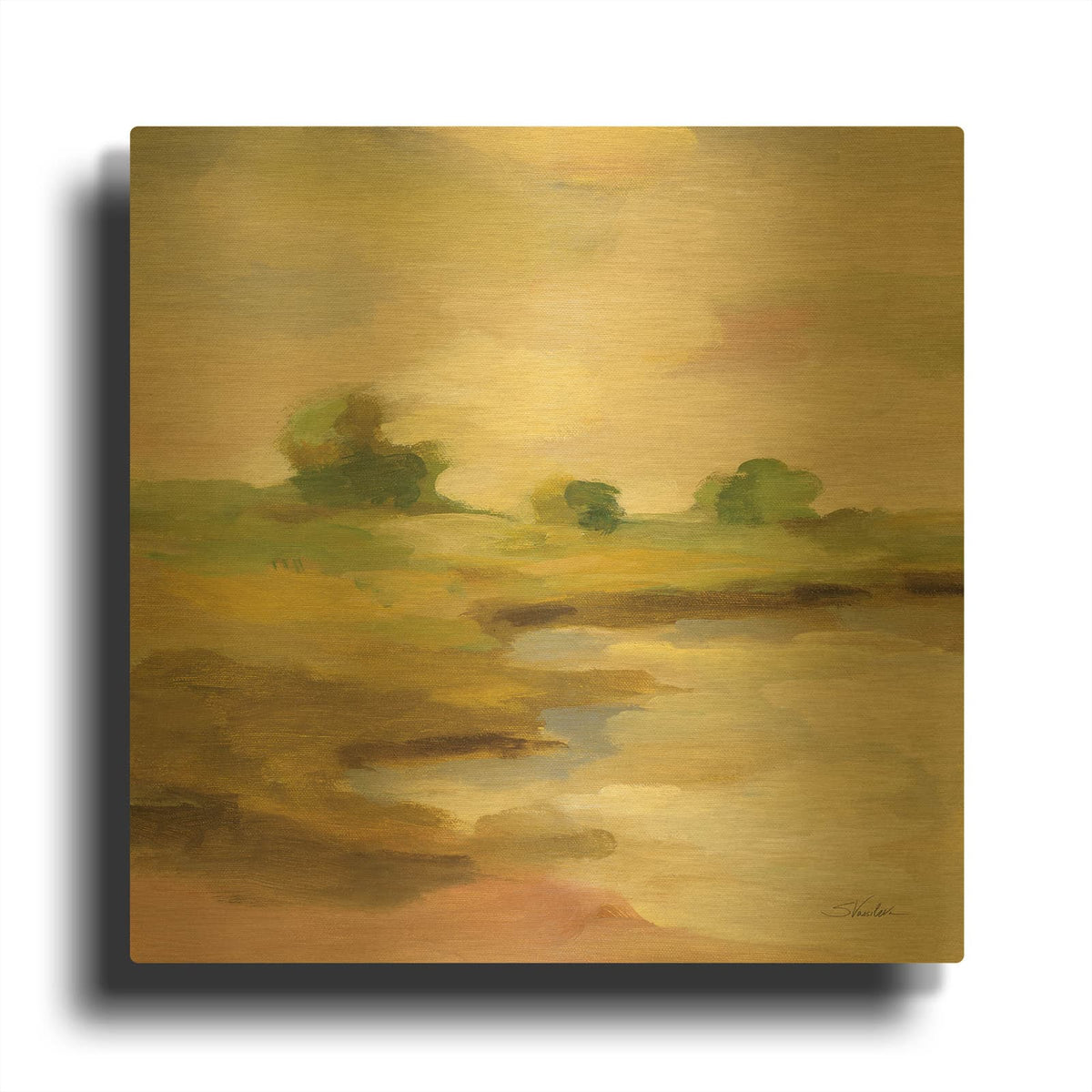 'Chartreuse Fields II' By Silvia Vassileva Gold Metal Wall Art