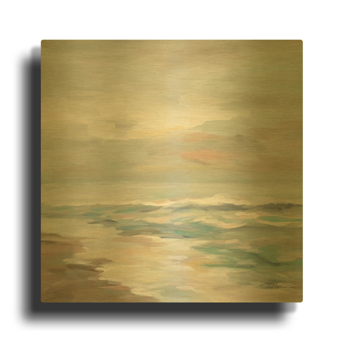 'Pastel Tide' By Silvia Vassileva Gold Metal Wall Art