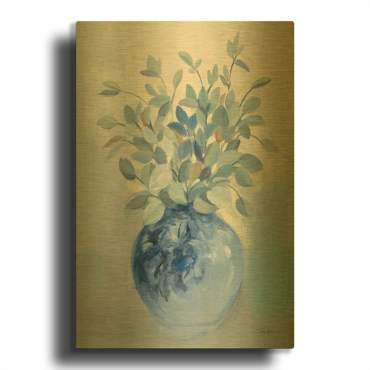 'Sage Botanical' By Silvia Vassileva Gold Metal Wall Art