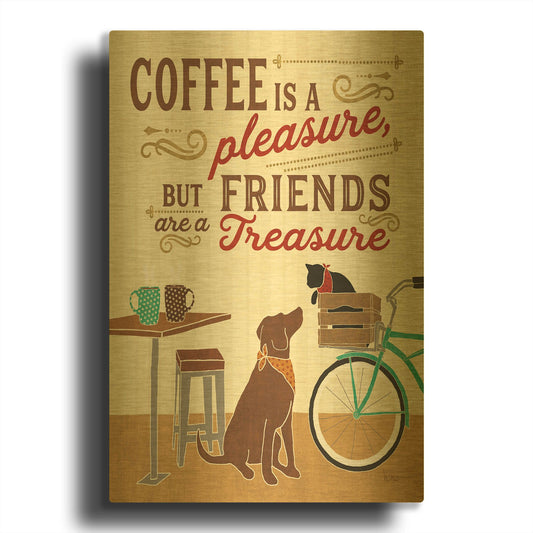 'Coffee and Friends II' By Veronique Charron Gold Metal Wall Art