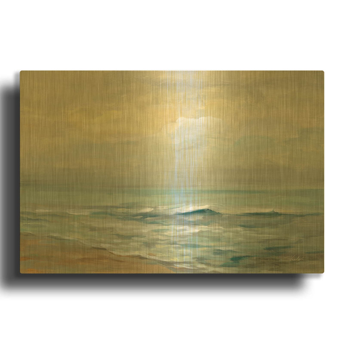 'Sunrise Over the Sea' By Silvia Vassileva Gold Metal Wall Art