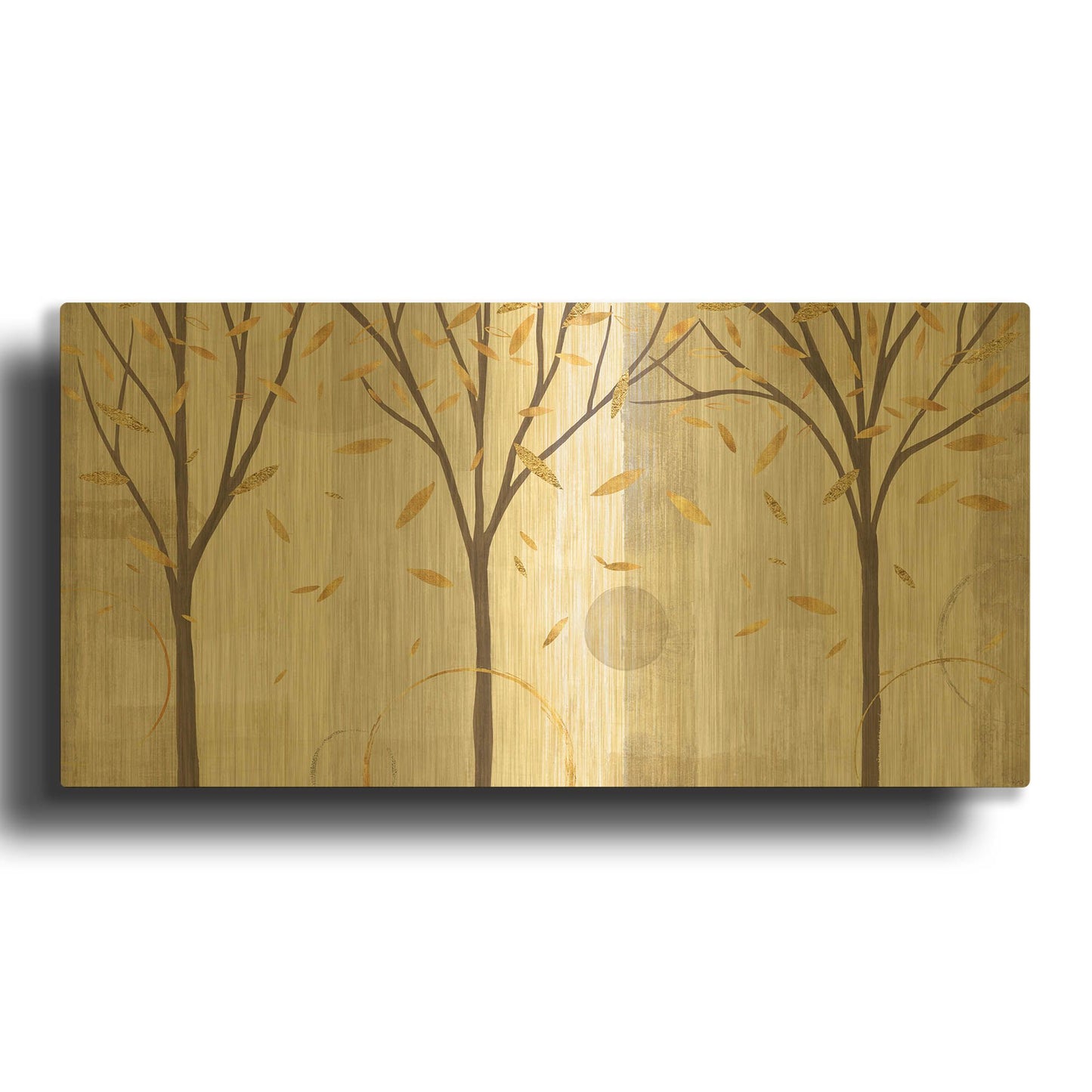 'Watercolor Forest Gold I' By Veronique Charron Gold Metal Wall Art