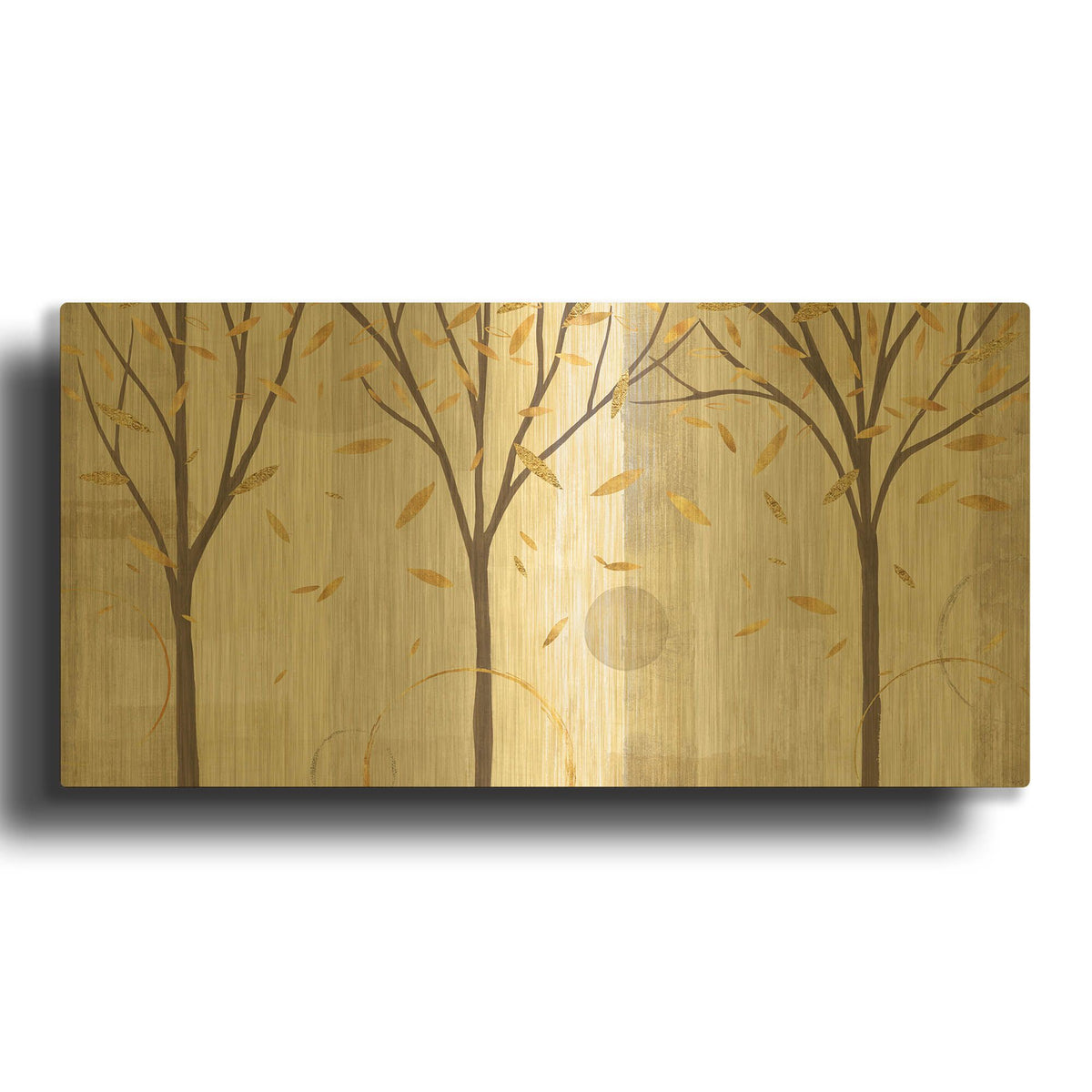 'Watercolor Forest Gold I' By Veronique Charron Gold Metal Wall Art
