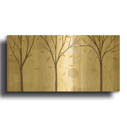 'Watercolor Forest Gold I' By Veronique Charron Gold Metal Wall Art
