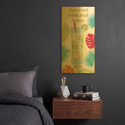 'Exotic Breeze XVI' By Veronique Charron Gold Metal Wall Art
