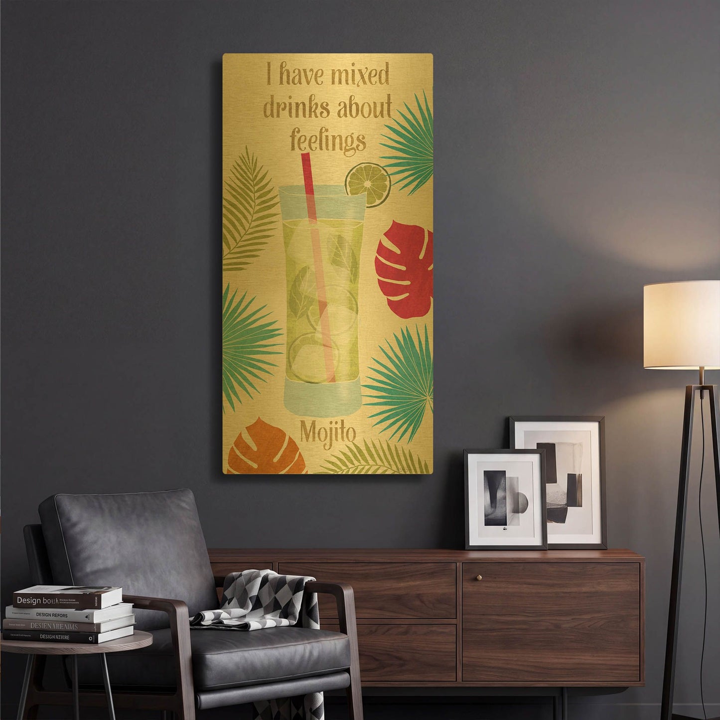 'Exotic Breeze XVI' By Veronique Charron Gold Metal Wall Art