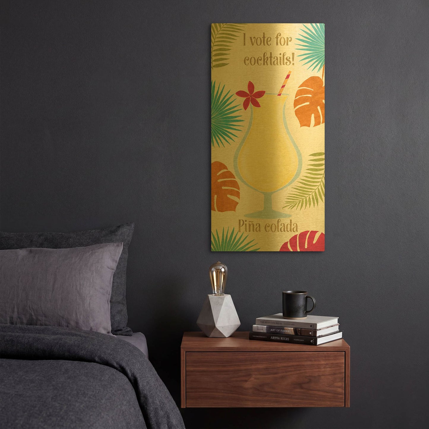 'Exotic Breeze XV' By Veronique Charron Gold Metal Wall Art