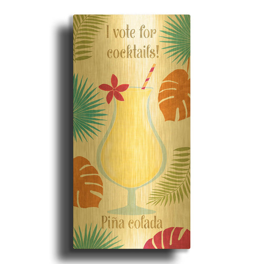 'Exotic Breeze XV' By Veronique Charron Gold Metal Wall Art