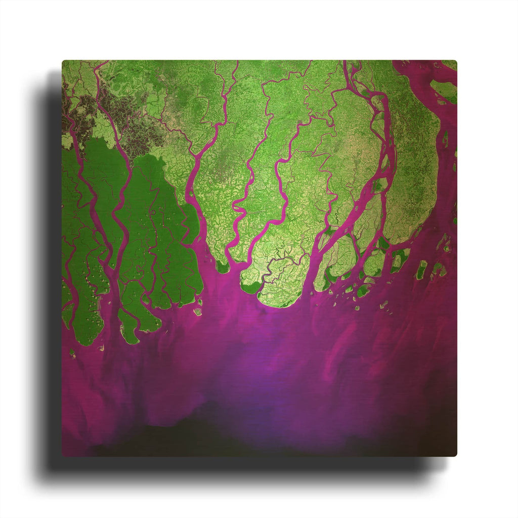 'Earth as Art Ganges RIver Delta' By NASA Earth As Art Gold Metal Wall Art
