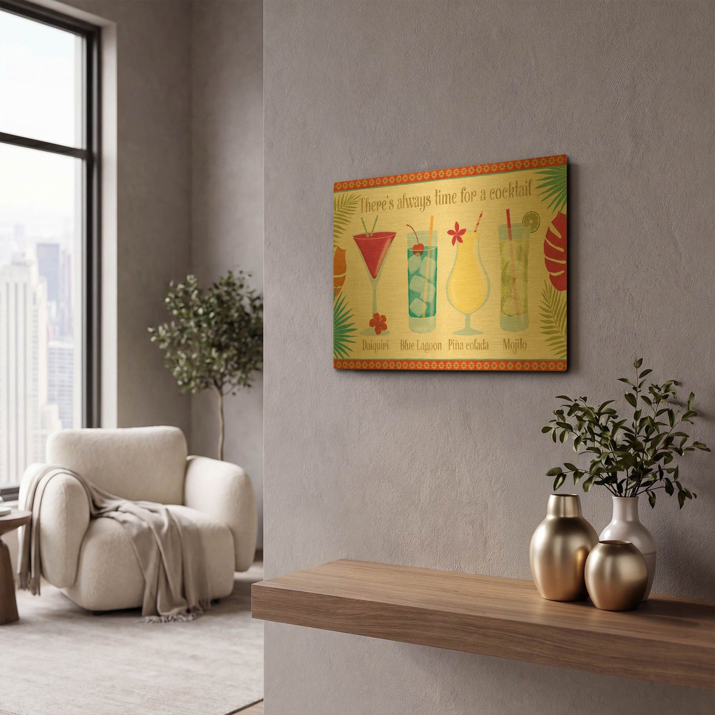 'Exotic Breeze XII' By Veronique Charron Gold Metal Wall Art