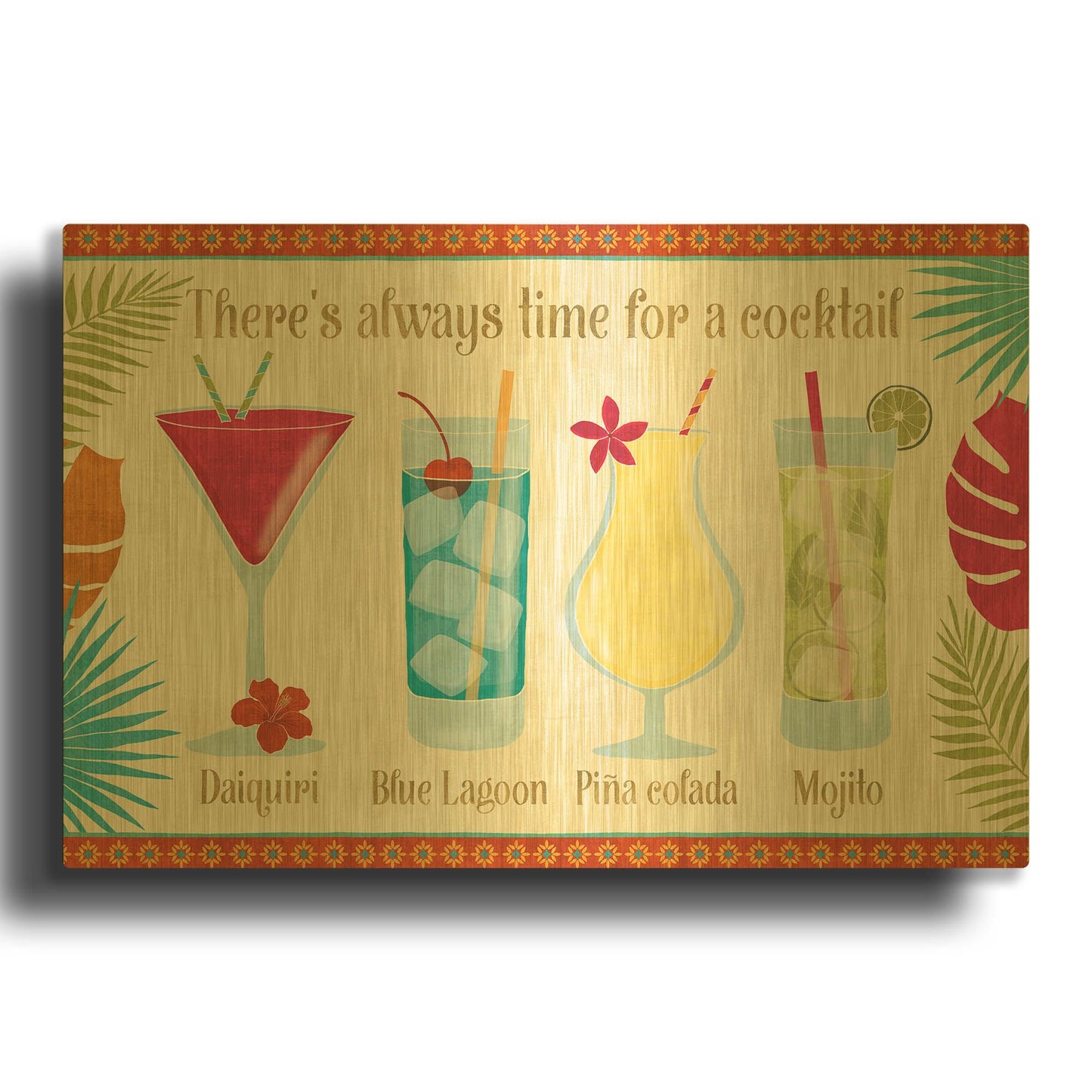 'Exotic Breeze XII' By Veronique Charron Gold Metal Wall Art
