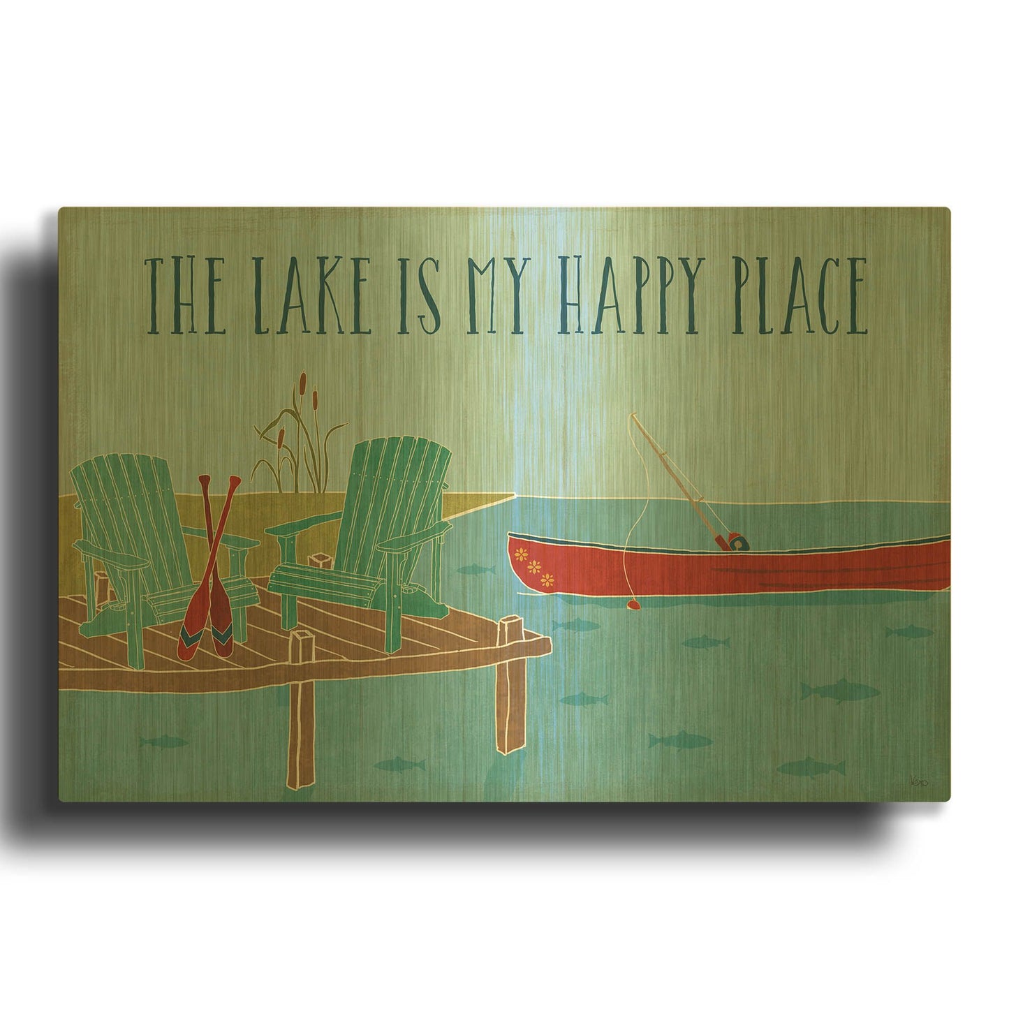 'Lake Pals II' By Veronique Charron Gold Metal Wall Art