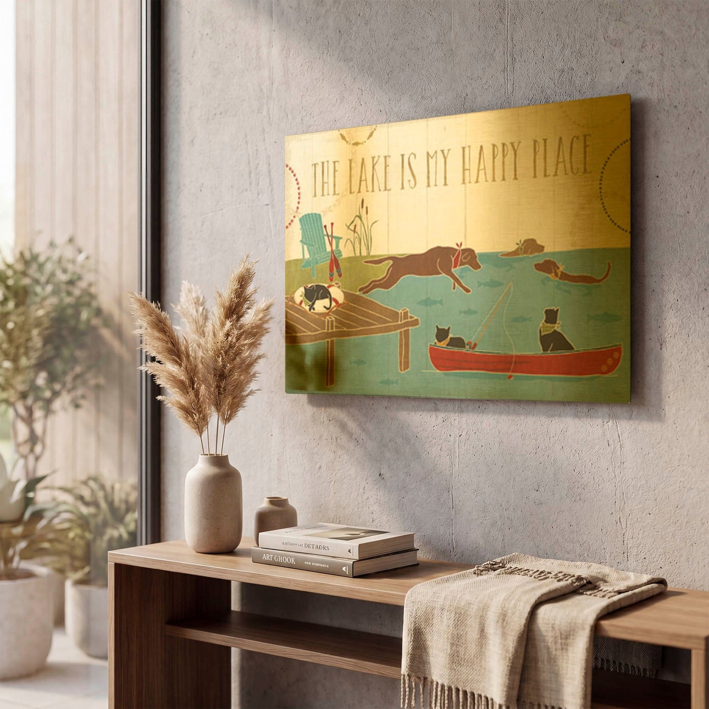 'Lake Pals I' By Veronique Charron Gold Metal Wall Art