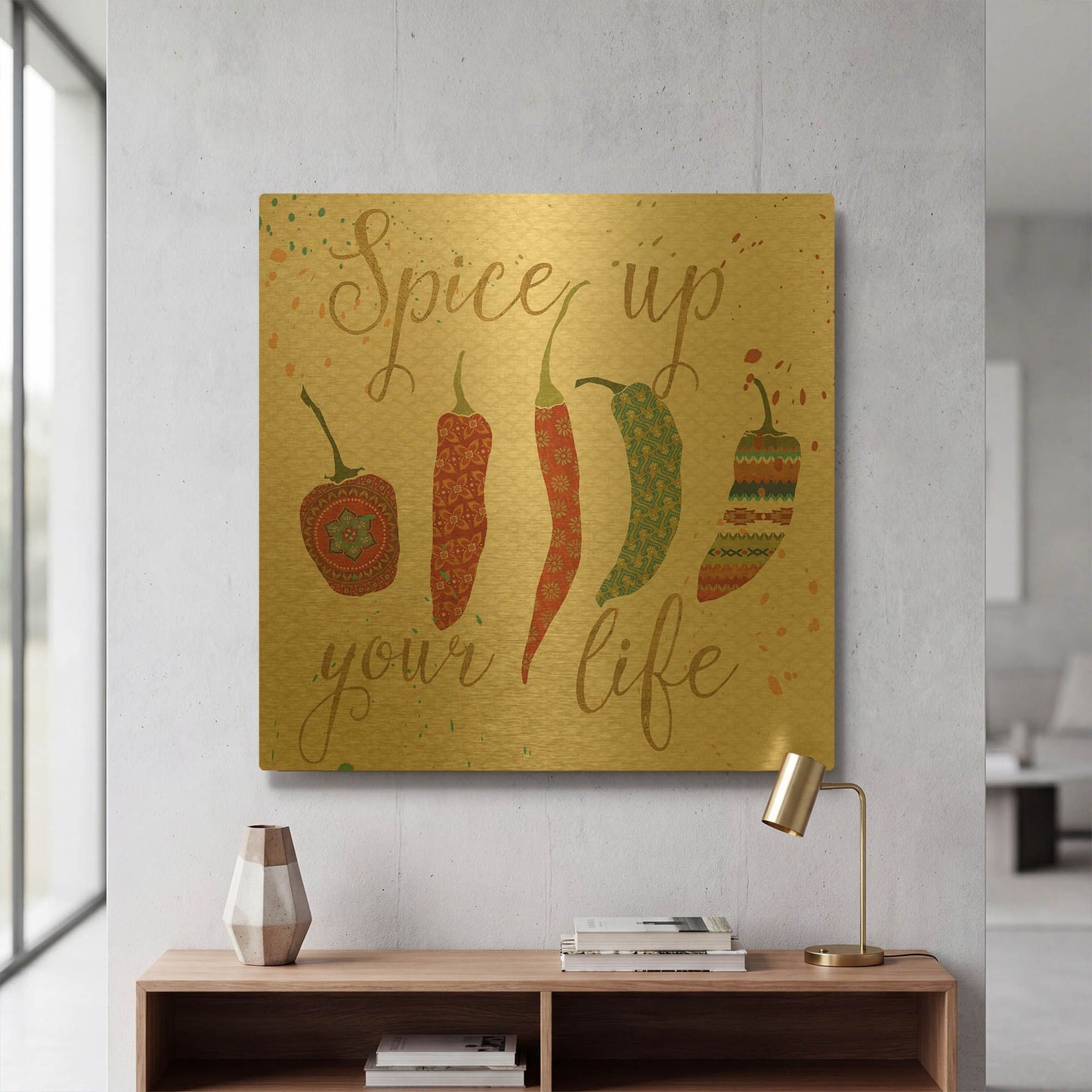 'Mexican Fiesta V' By Veronique Charron Gold Metal Wall Art