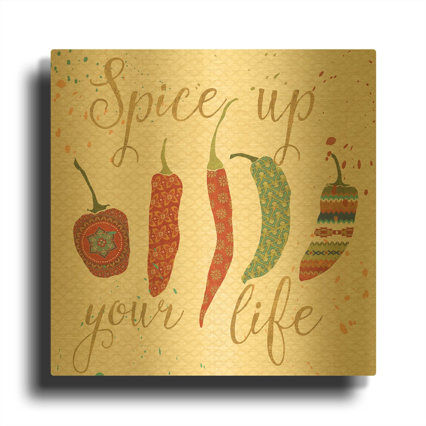 'Mexican Fiesta V' By Veronique Charron Gold Metal Wall Art