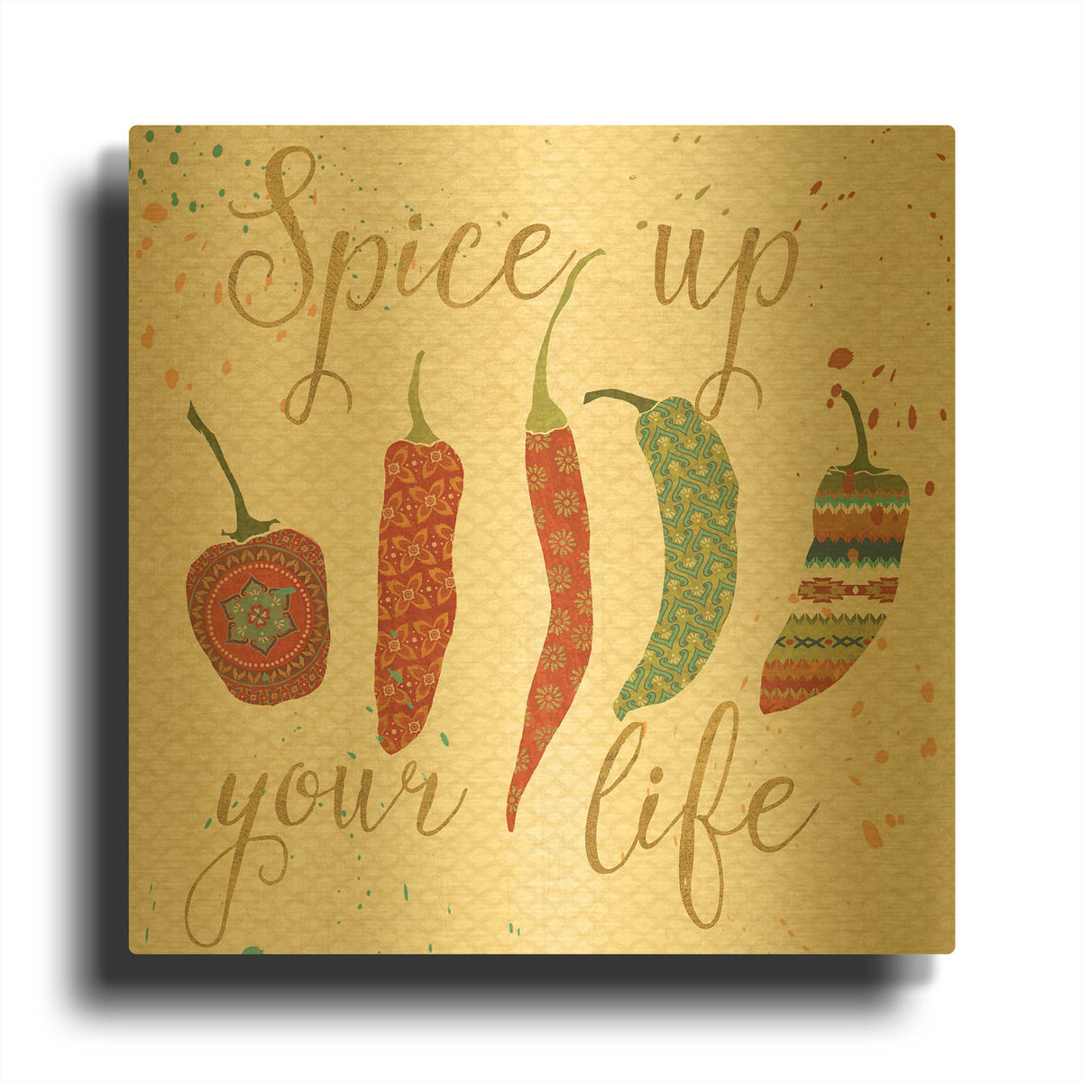 'Mexican Fiesta V' By Veronique Charron Gold Metal Wall Art