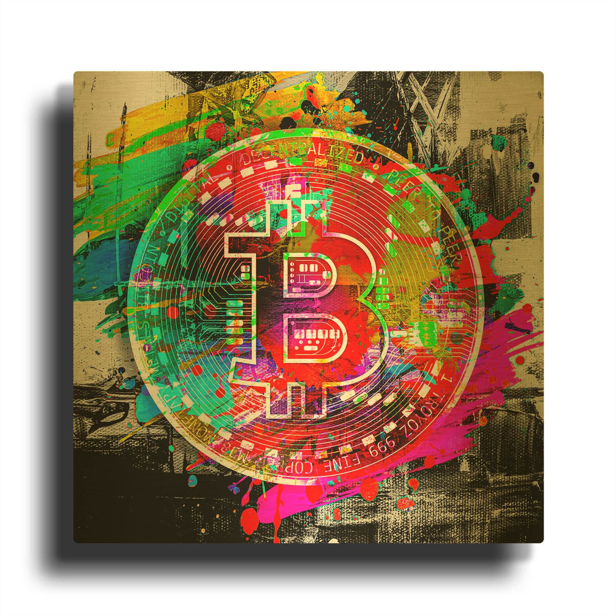 'Bitcoin the Currency Predator,' By Epic Portfolio Gold Metal Wall Art