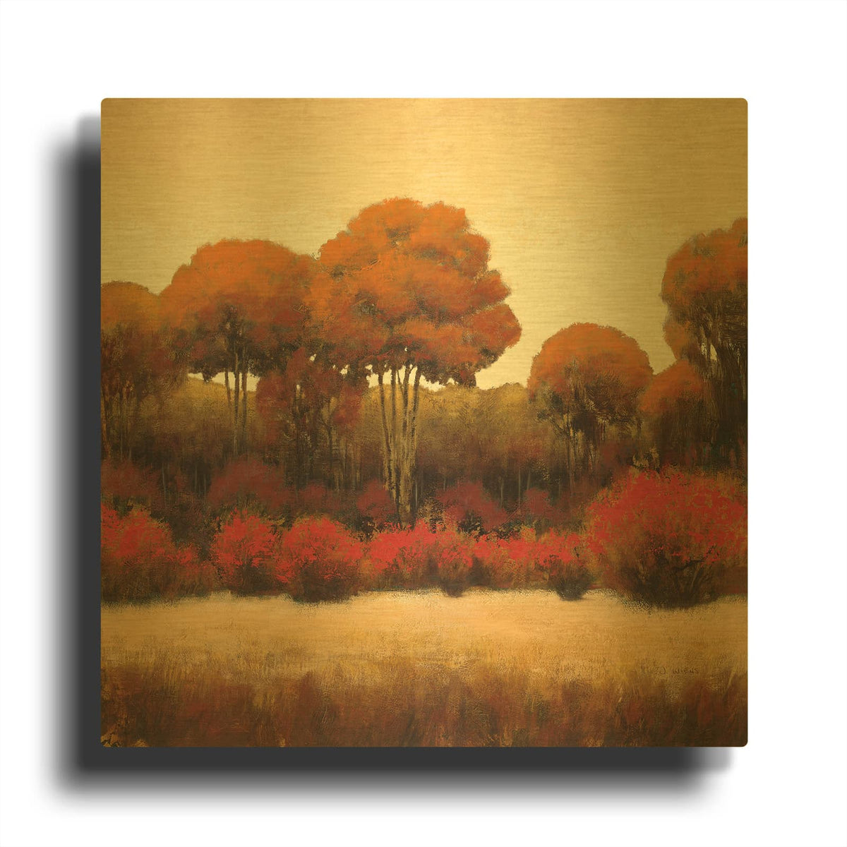 'Autumn Forest II' By James Wiens Gold Metal Wall Art