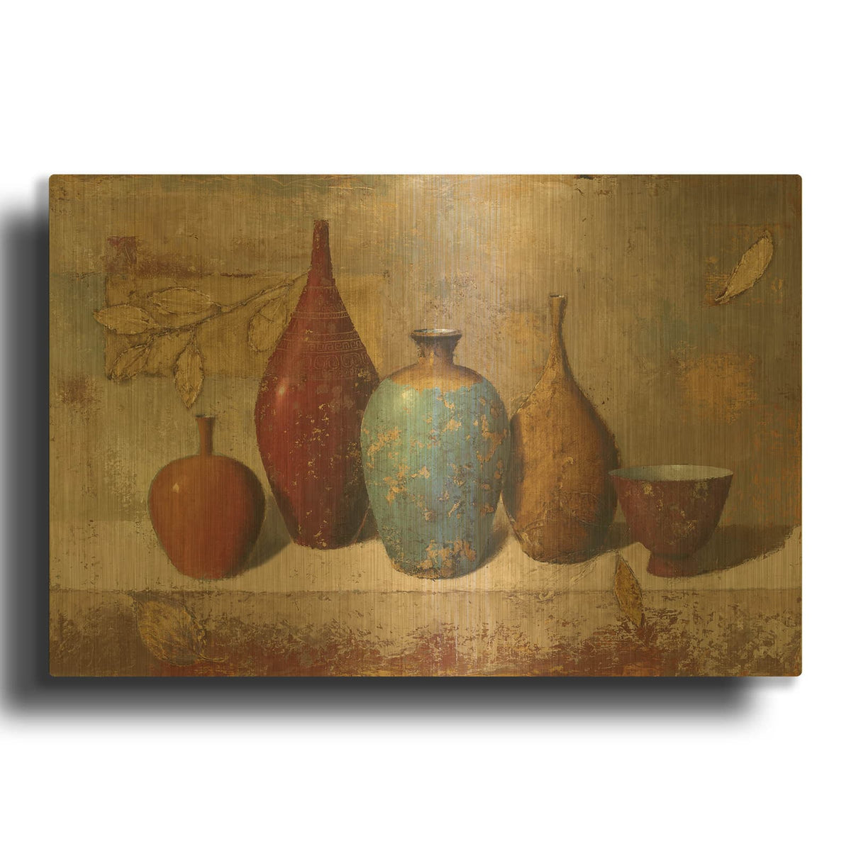 'Leaves and Vessels' By James Wiens Gold Metal Wall Art