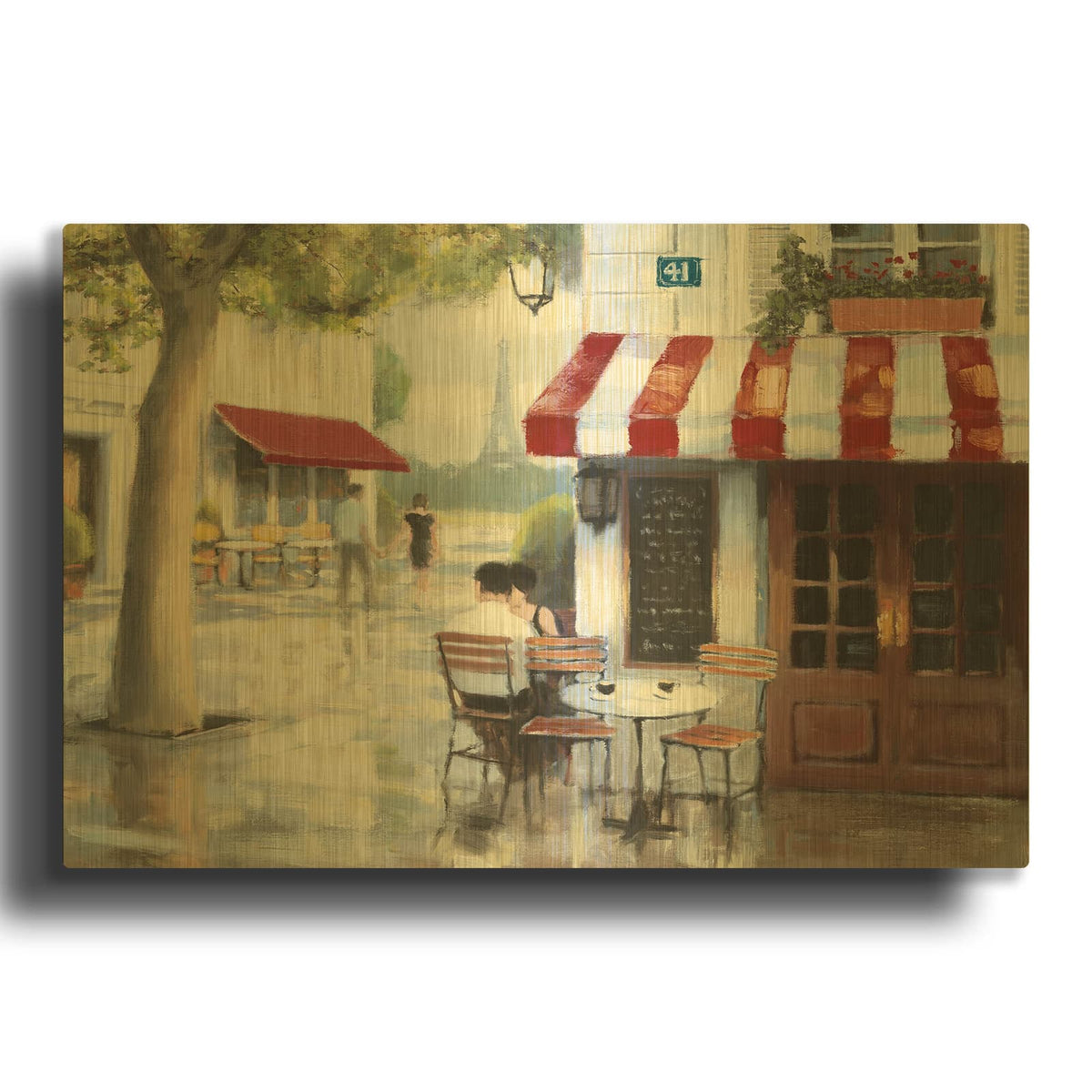 'Relaxing at the Cafe II' By James Wiens Gold Metal Wall Art