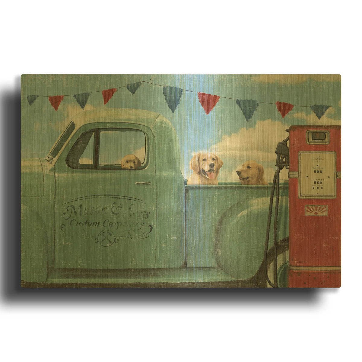 'Lets Go for a Ride II' By James Wiens Gold Metal Wall Art