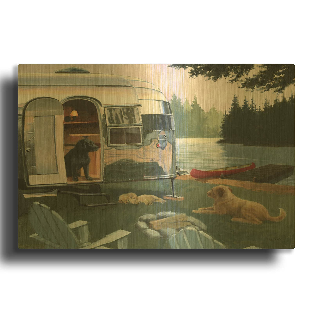 'Canine Camp' By James Wiens Gold Metal Wall Art
