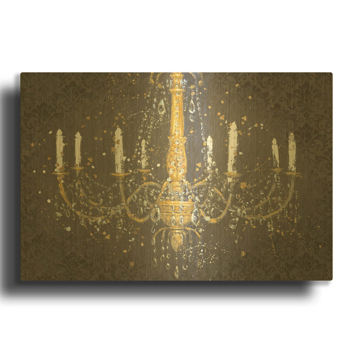 'Grand Chandelier Gray' By James Wiens Gold Metal Wall Art