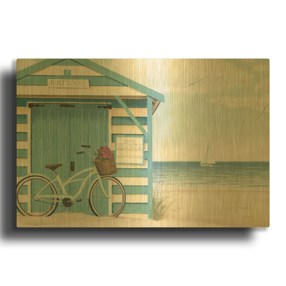 'Beach Cruiser I' By James Wiens Gold Metal Wall Art