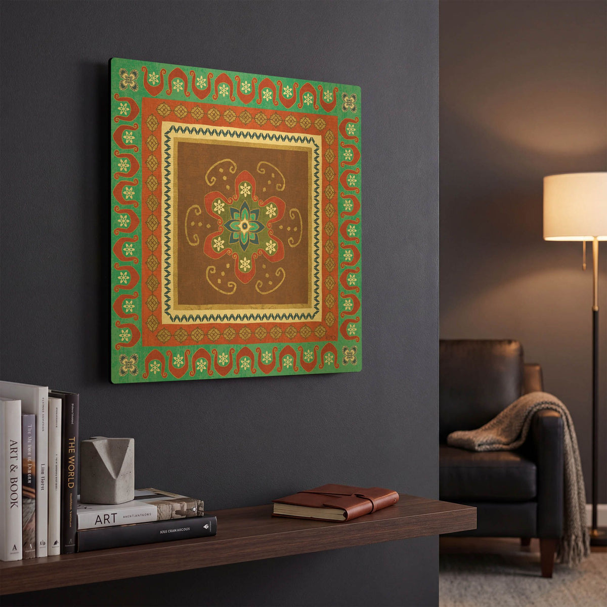 'Mexican Fiesta IV' By Veronique Charron Gold Metal Wall Art