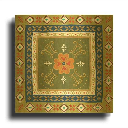 'Mexican Fiesta III' By Veronique Charron Gold Metal Wall Art
