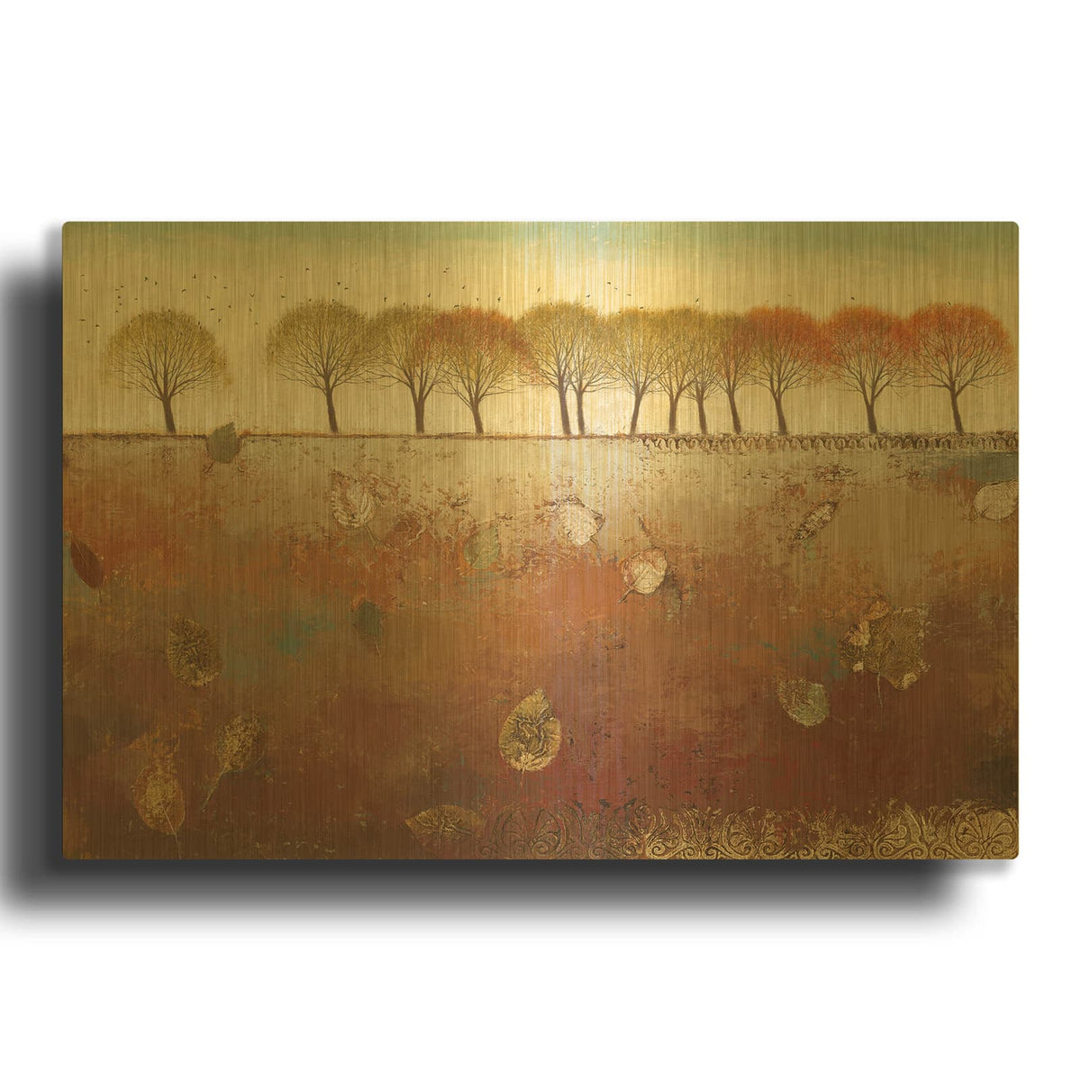 'Field and Forest' By James Wiens Gold Metal Wall Art
