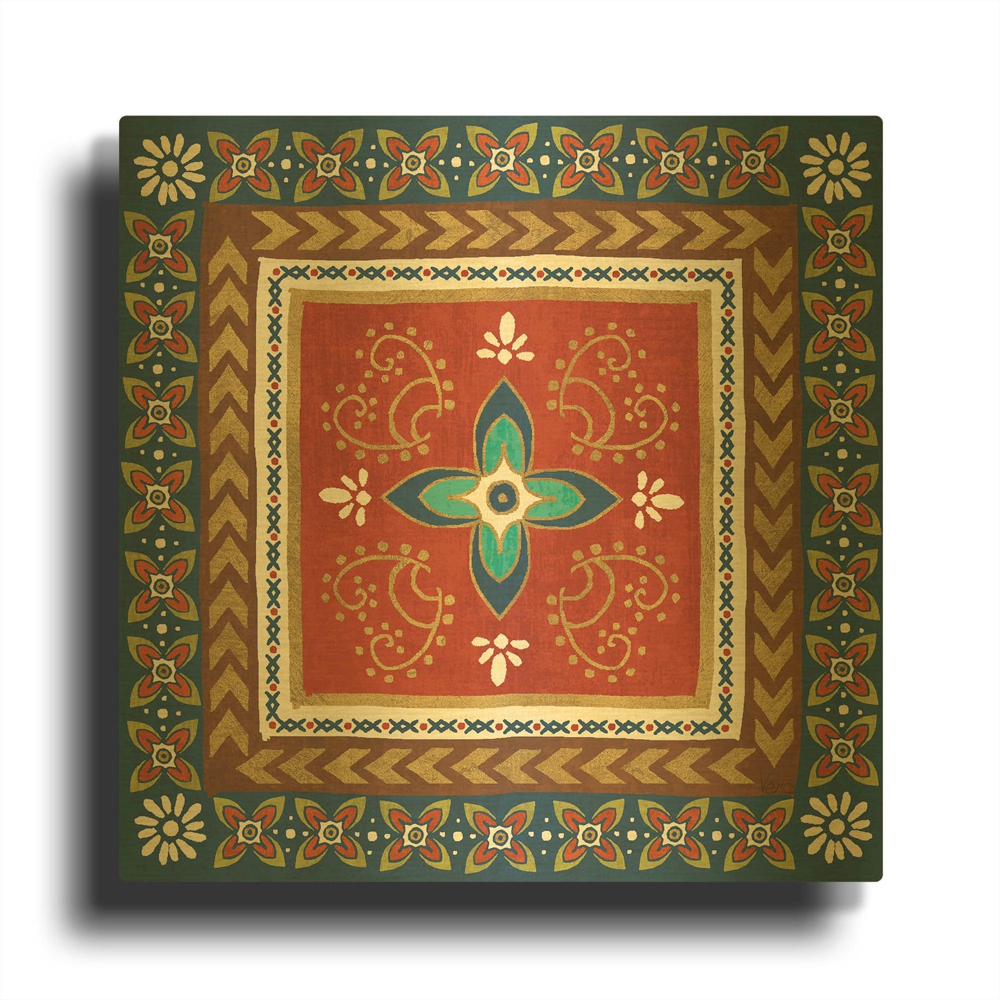 'Mexican Fiesta II' By Veronique Charron Gold Metal Wall Art