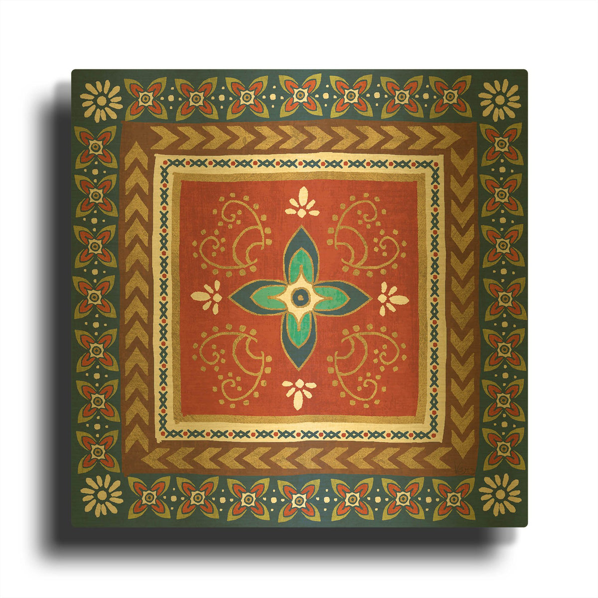 'Mexican Fiesta II' By Veronique Charron Gold Metal Wall Art