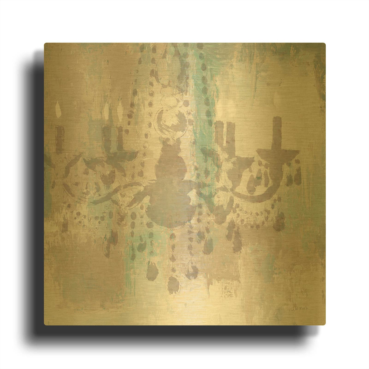 'Candelabra Teal I' By James Wiens Gold Metal Wall Art