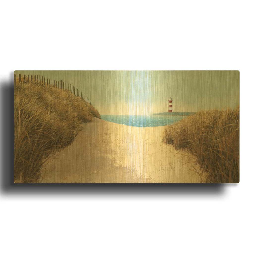 'Beach Path Panel I' By James Wiens Gold Metal Wall Art