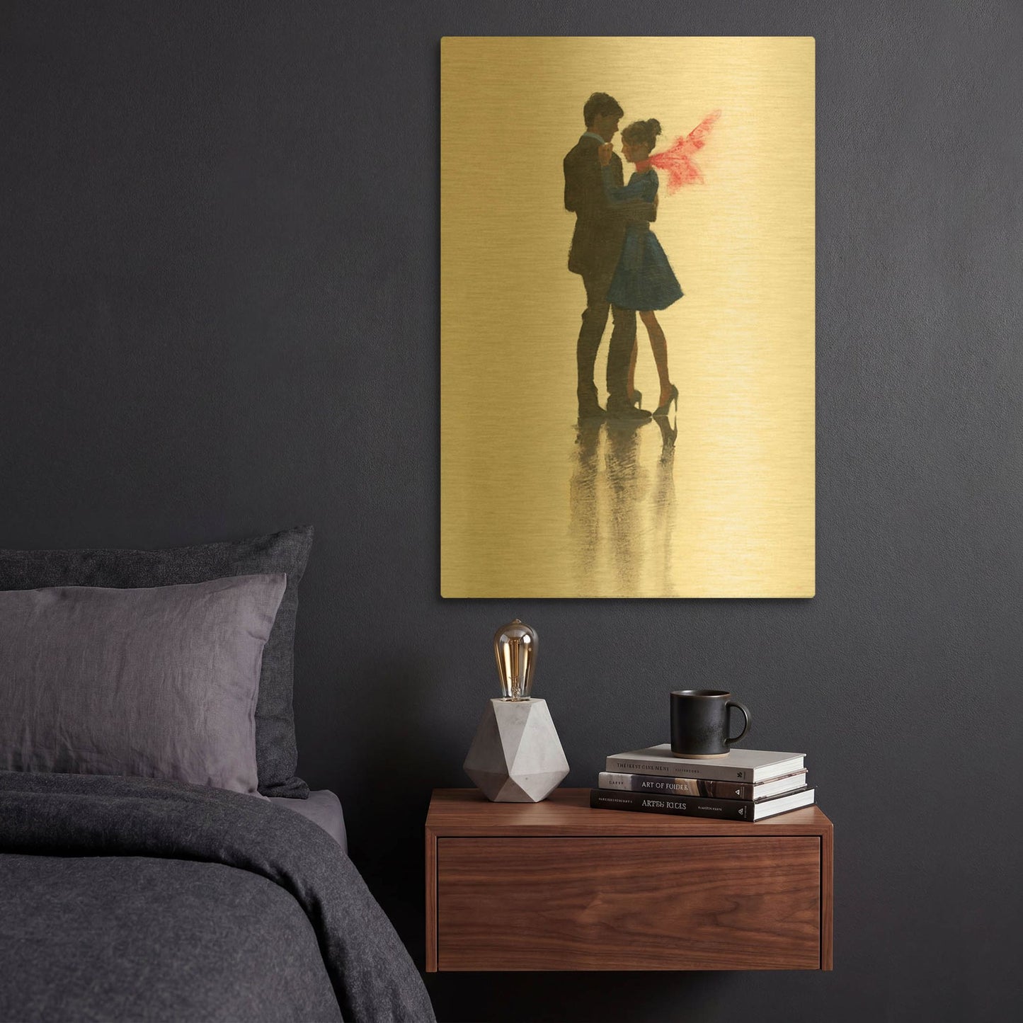 'The Embrace II' By Marco Fabiano Gold Metal Wall Art
