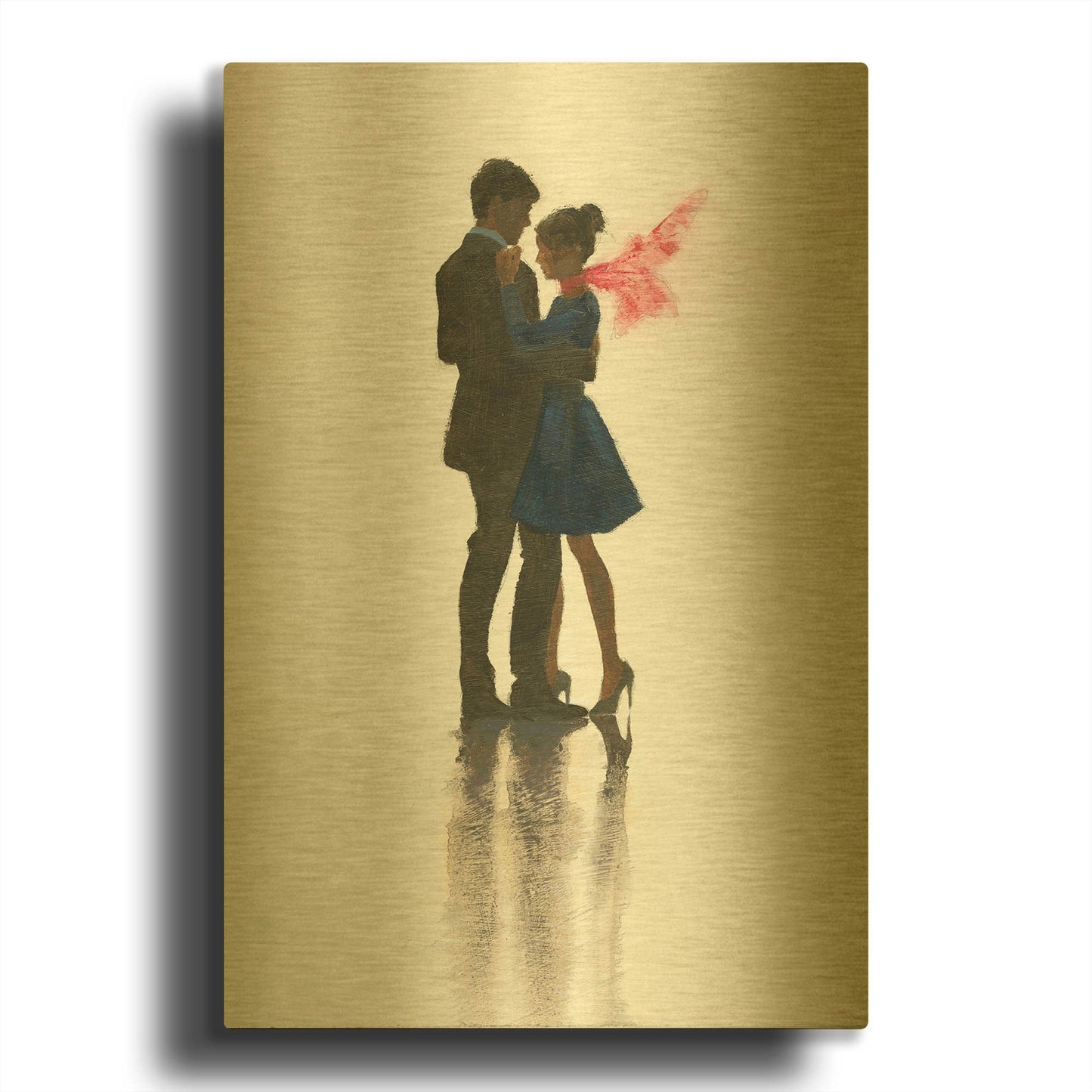 'The Embrace II' By Marco Fabiano Gold Metal Wall Art