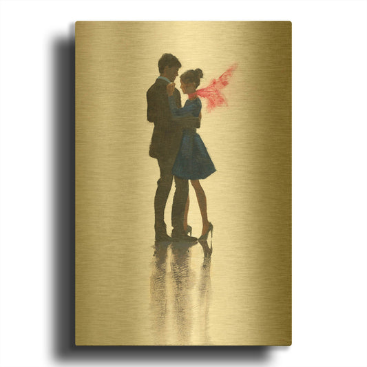 'The Embrace II' By Marco Fabiano Gold Metal Wall Art
