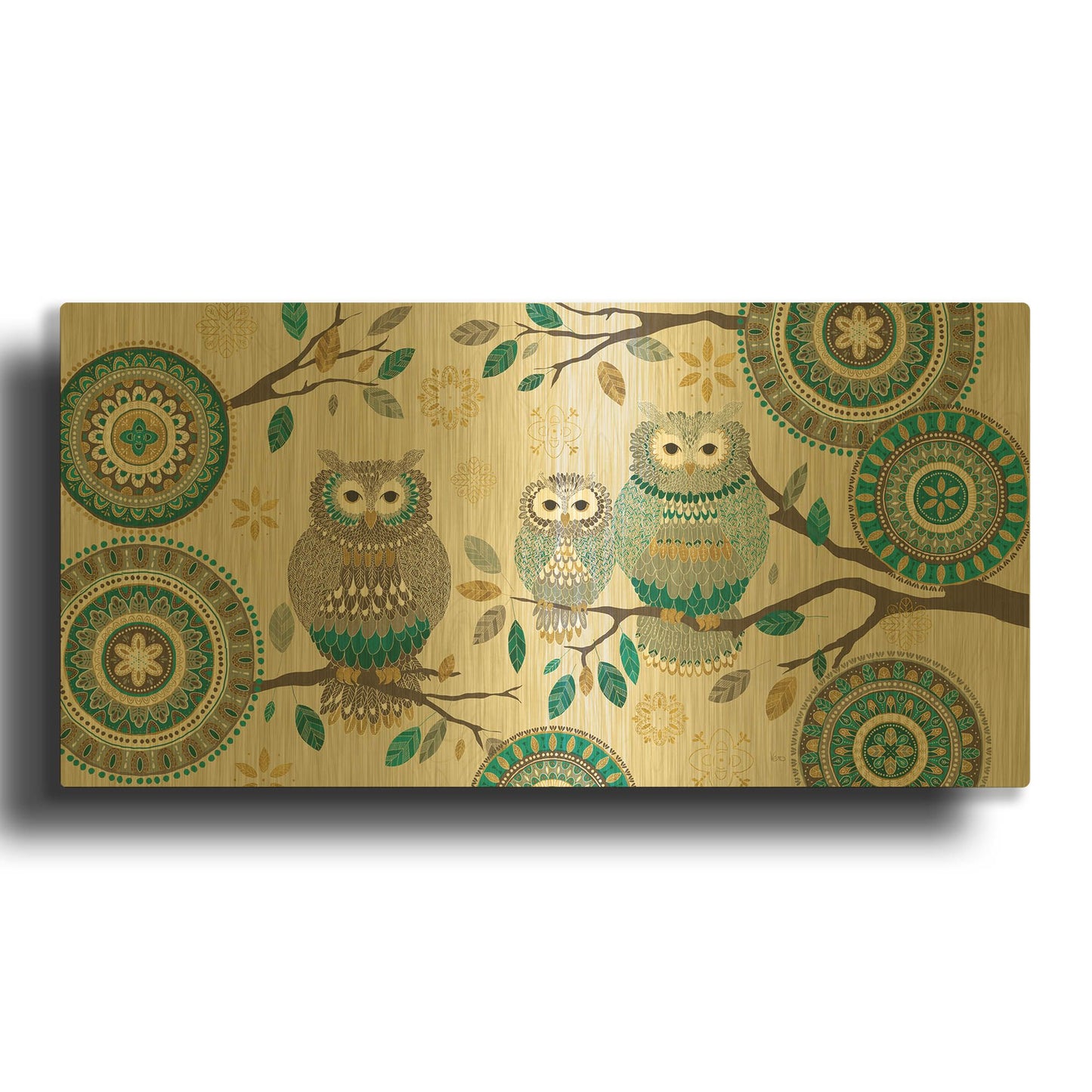 'Cool Feathers V' By Veronique Charron Gold Metal Wall Art