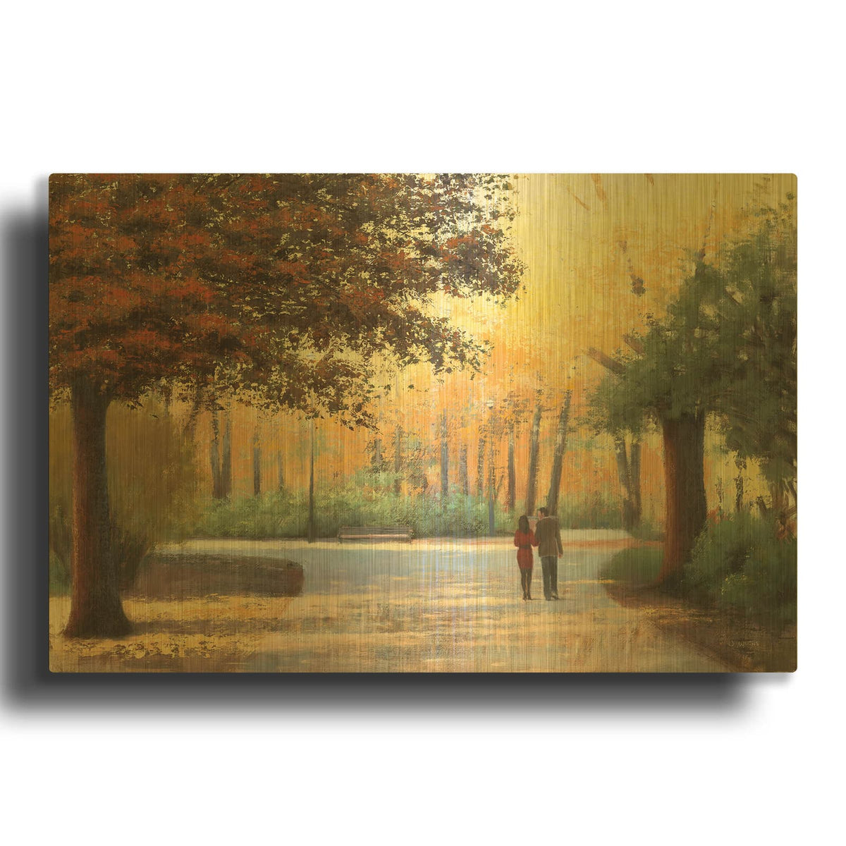 'Golden Autumn Stroll' By James Wiens Gold Metal Wall Art