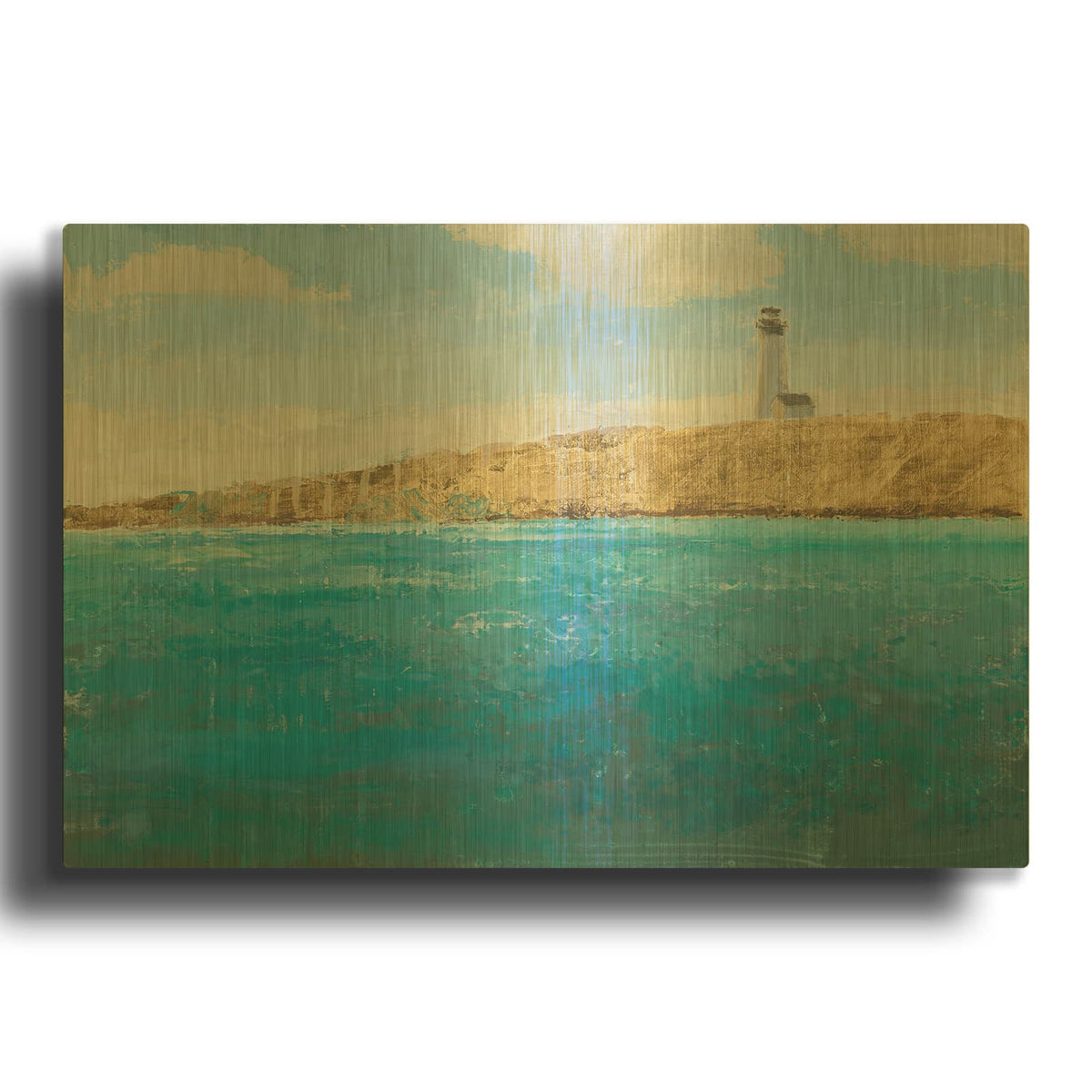 'Lighthouse Seascape II' By James Wiens Gold Metal Wall Art
