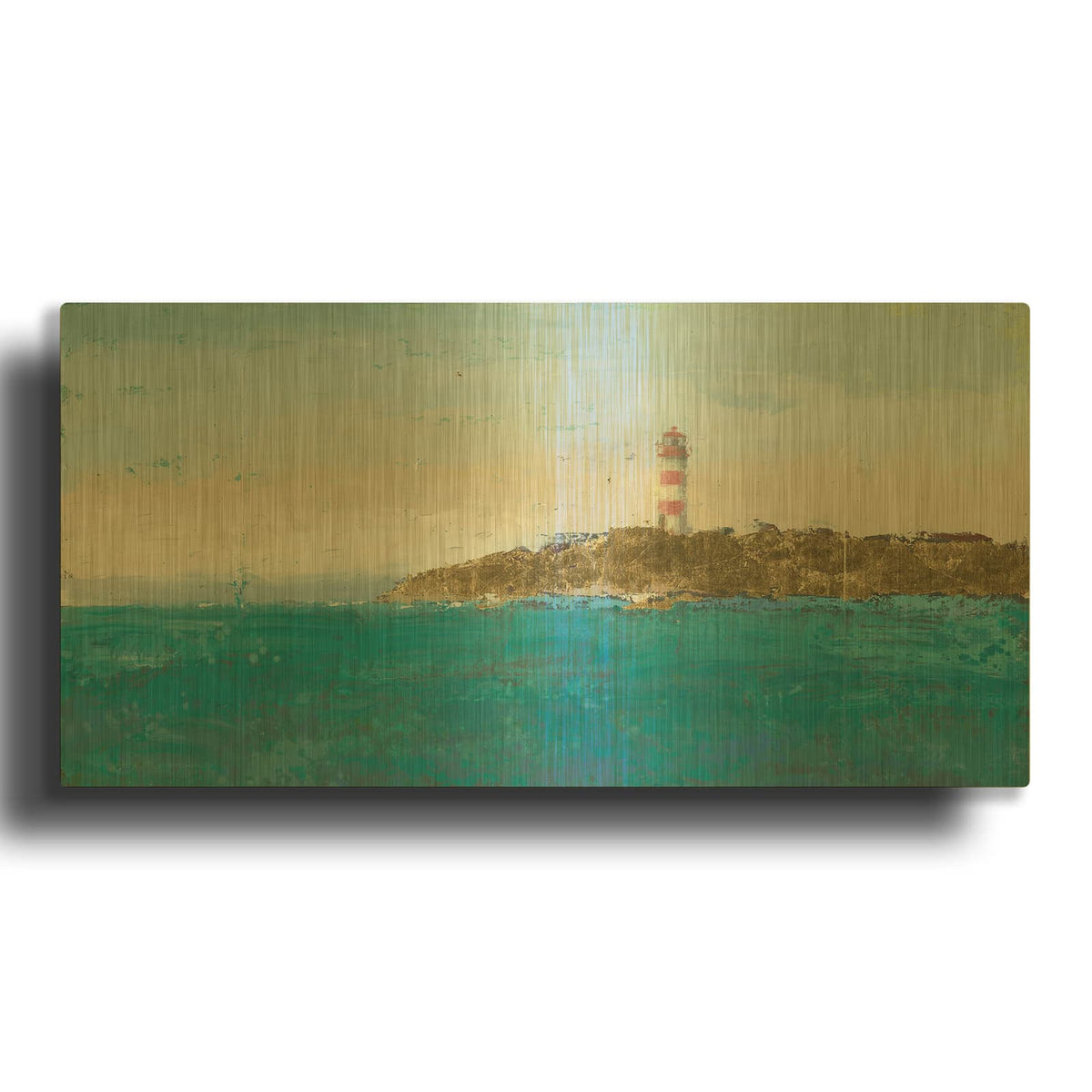 'Lighthouse Seascape I' By James Wiens Gold Metal Wall Art