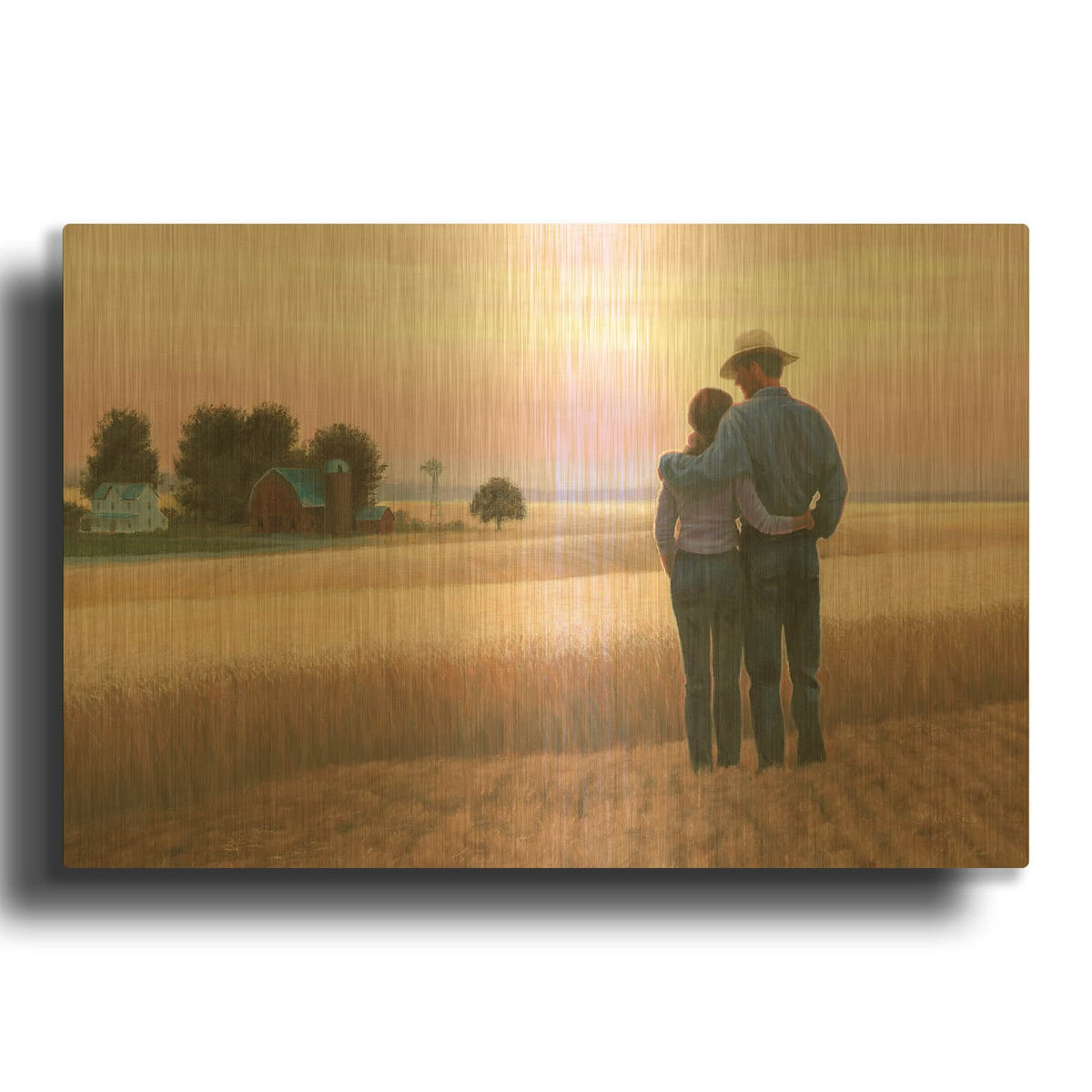 'Family Farm' By James Wiens Gold Metal Wall Art