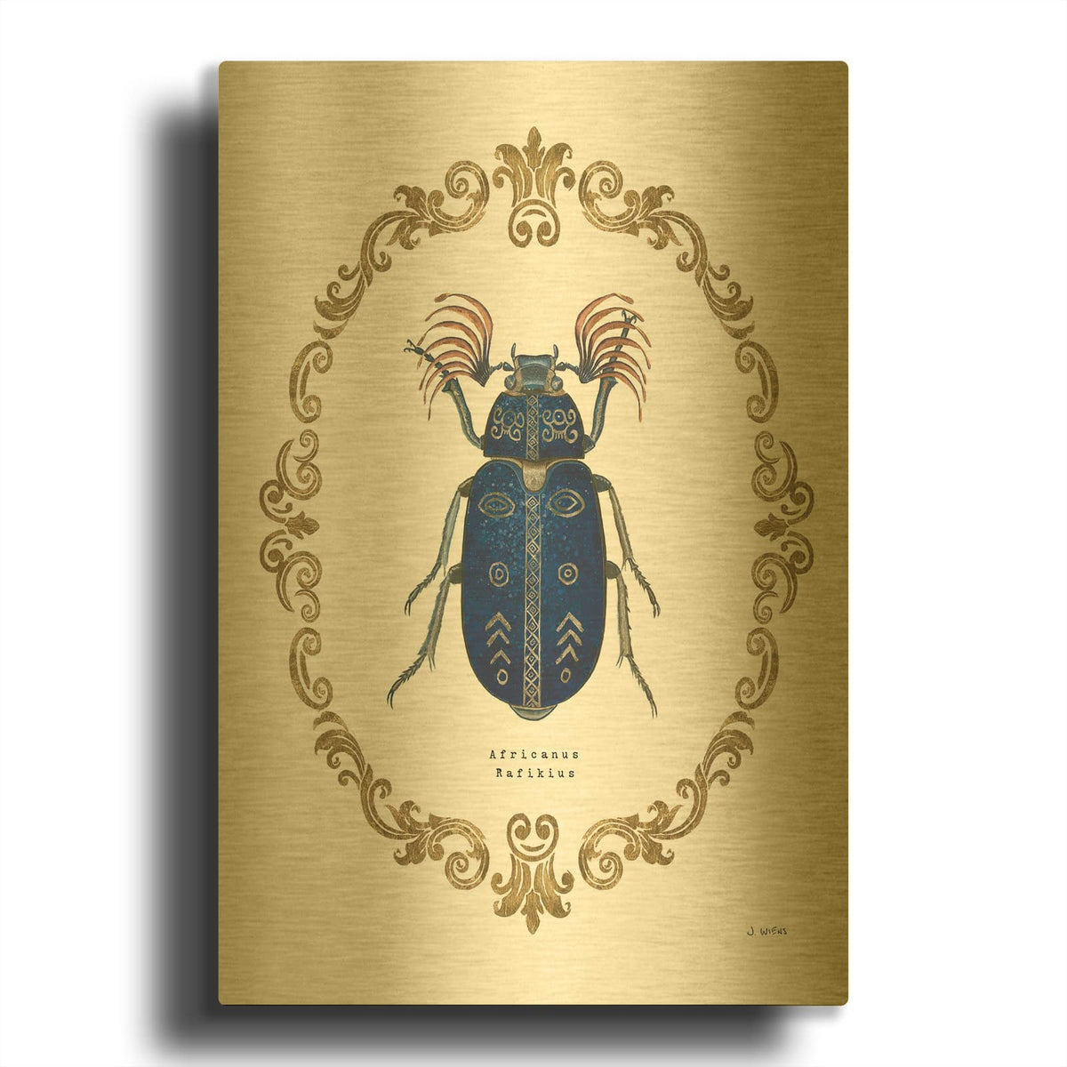 'Adorning Coleoptera III' By James Wiens Gold Metal Wall Art