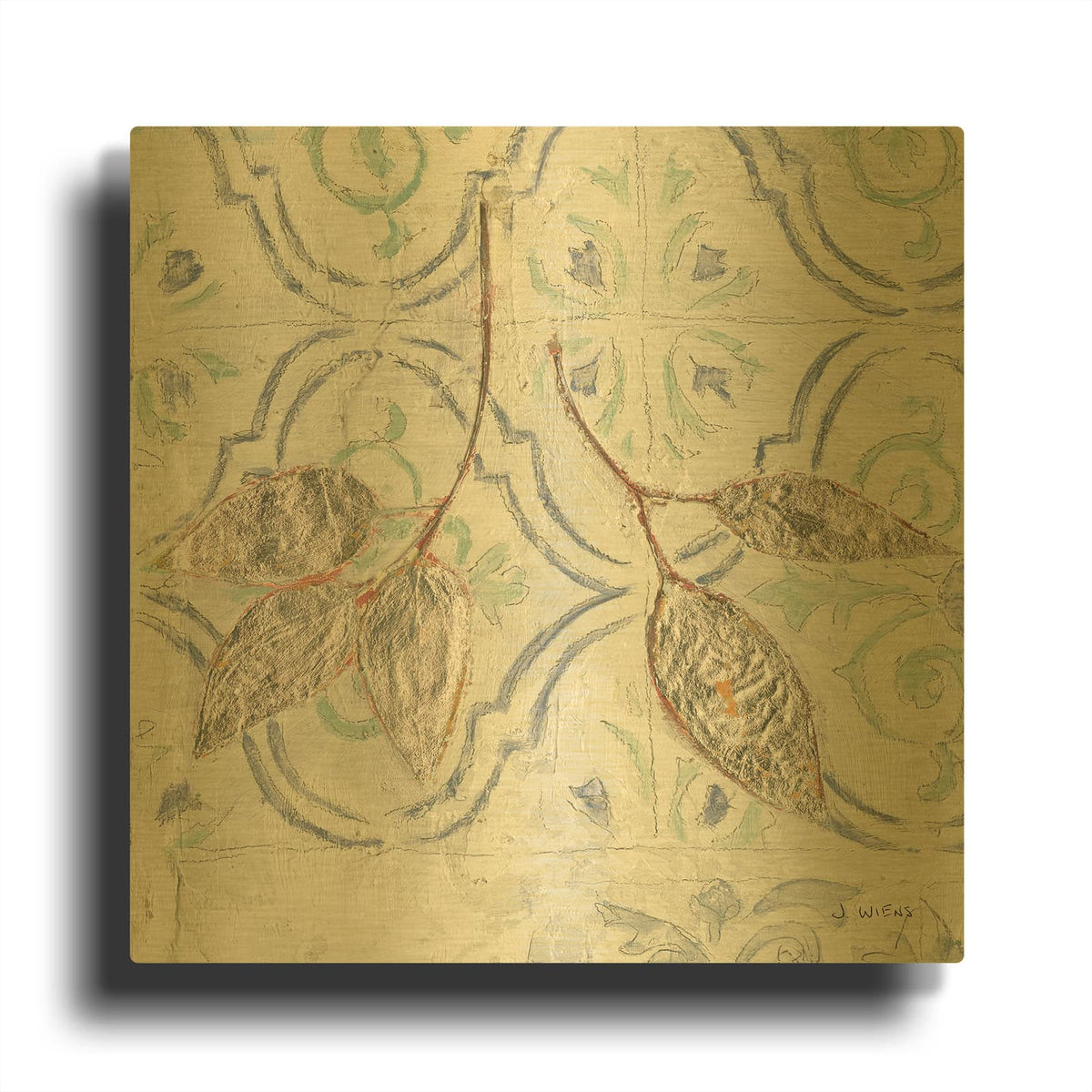 'Gracefully Blue III' By James Wiens Gold Metal Wall Art