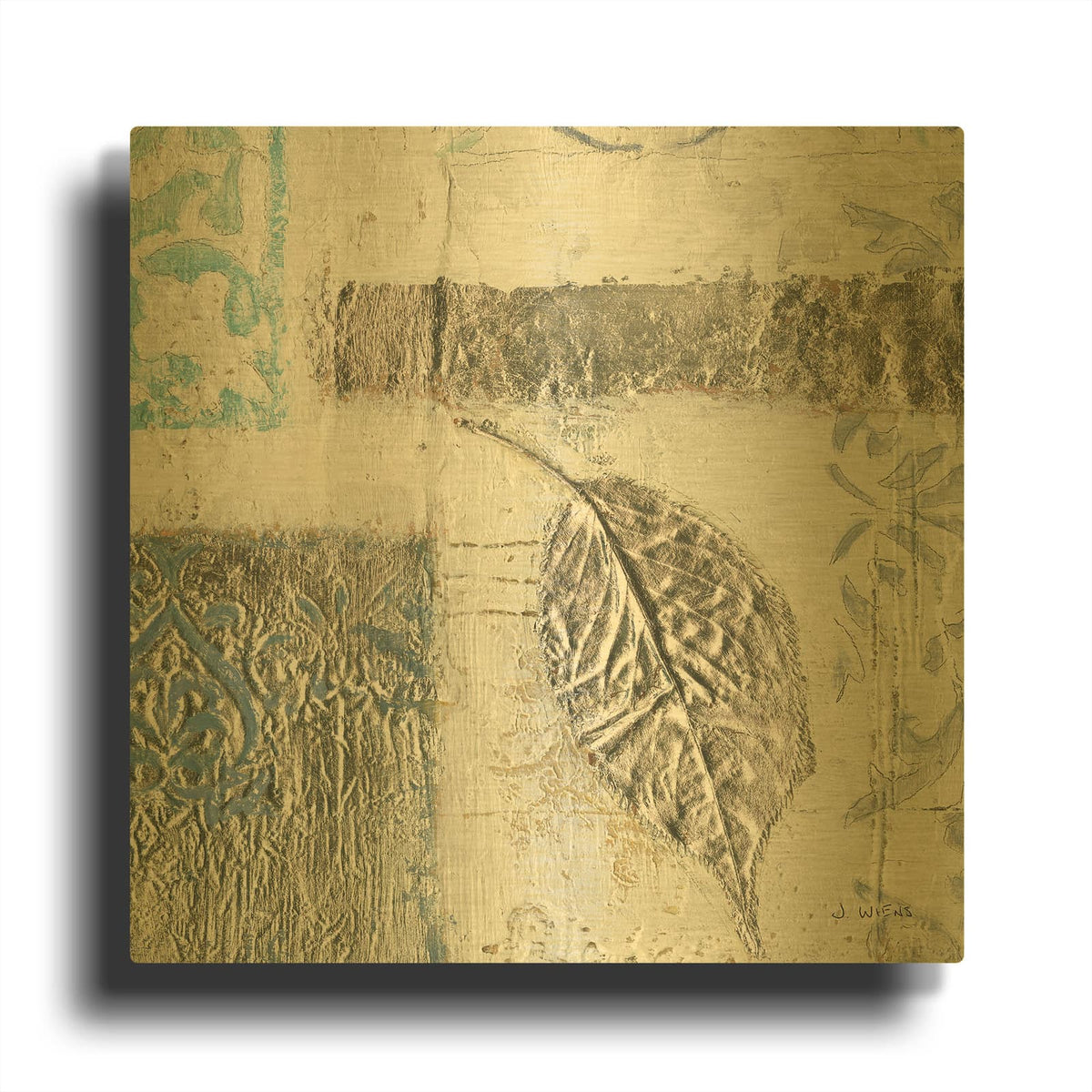 'Gracefully Blue IV' By James Wiens Gold Metal Wall Art