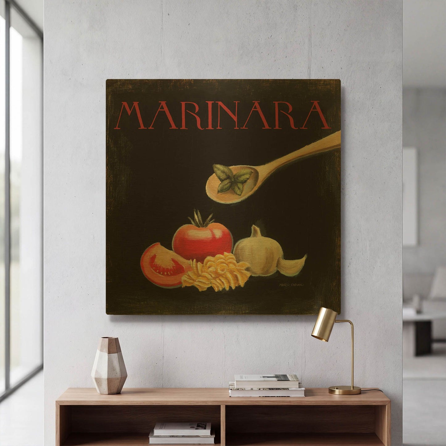 'Italian Cuisine IV' By Marco Fabiano Gold Metal Wall Art