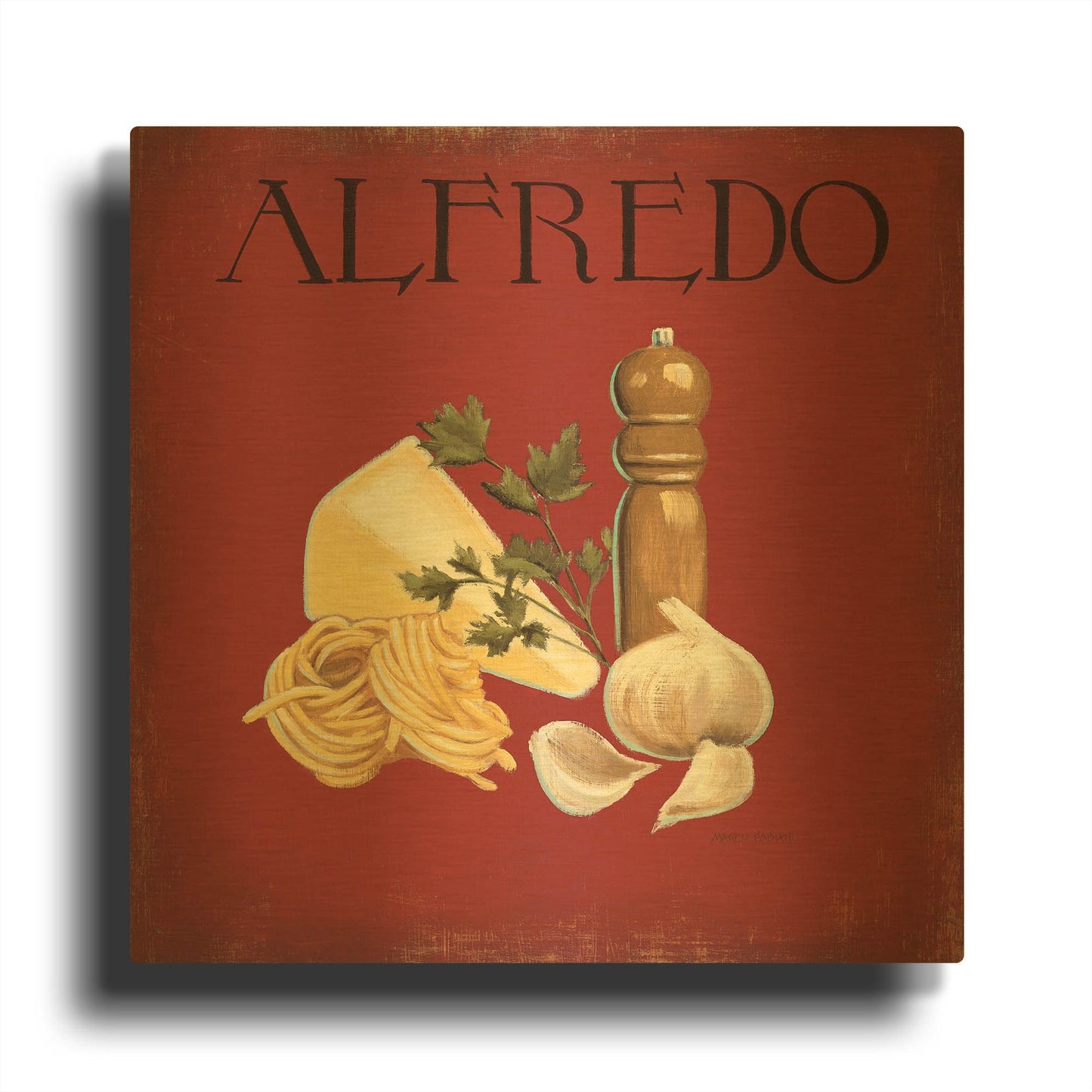 'Italian Cuisine III' By Marco Fabiano Gold Metal Wall Art